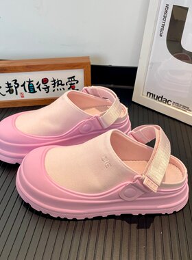 包头厚底两穿一脚蹬增高凉拖女