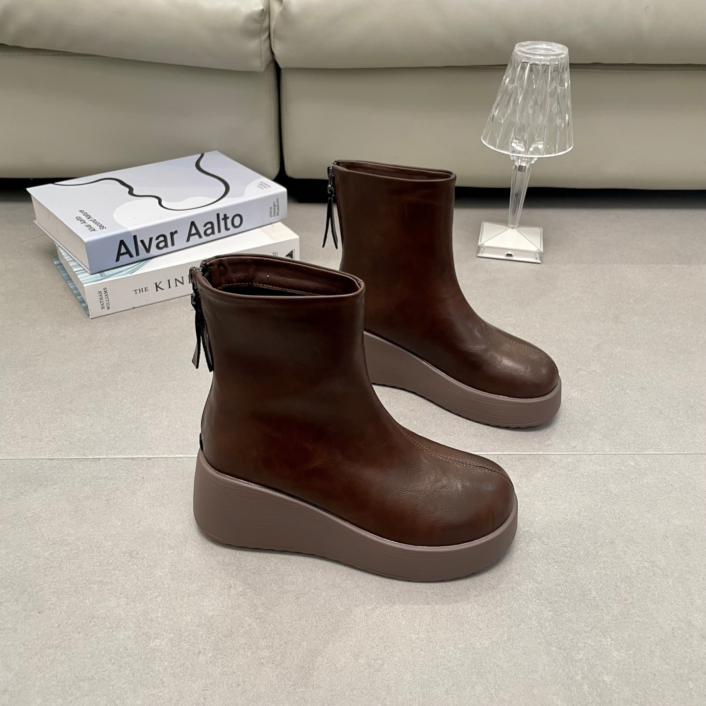 厚底短靴女小码女鞋复古