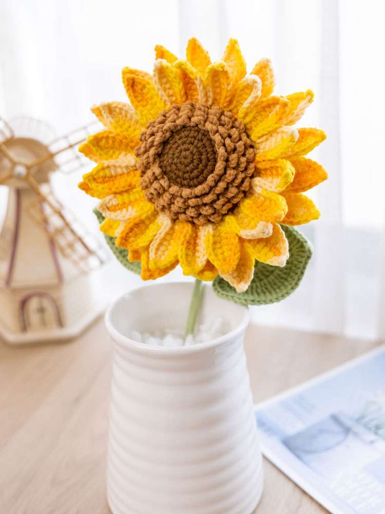 胖森李阿呆牛奶棉带籽向日葵花束手工礼物diy钩针编织毛线材料包