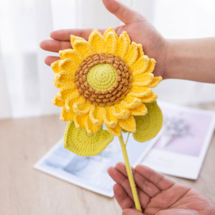 钩织成品仿真毛线花手工钩针编织向日葵爱心花束中高考教师节礼物