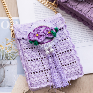 胖森李阿呆纯棉蕾丝线钩针饼干包手工勾包包DIY编织材料包毛线团