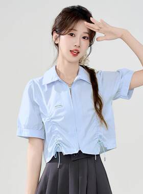 帛琪4季款泡泡袖衫女感气