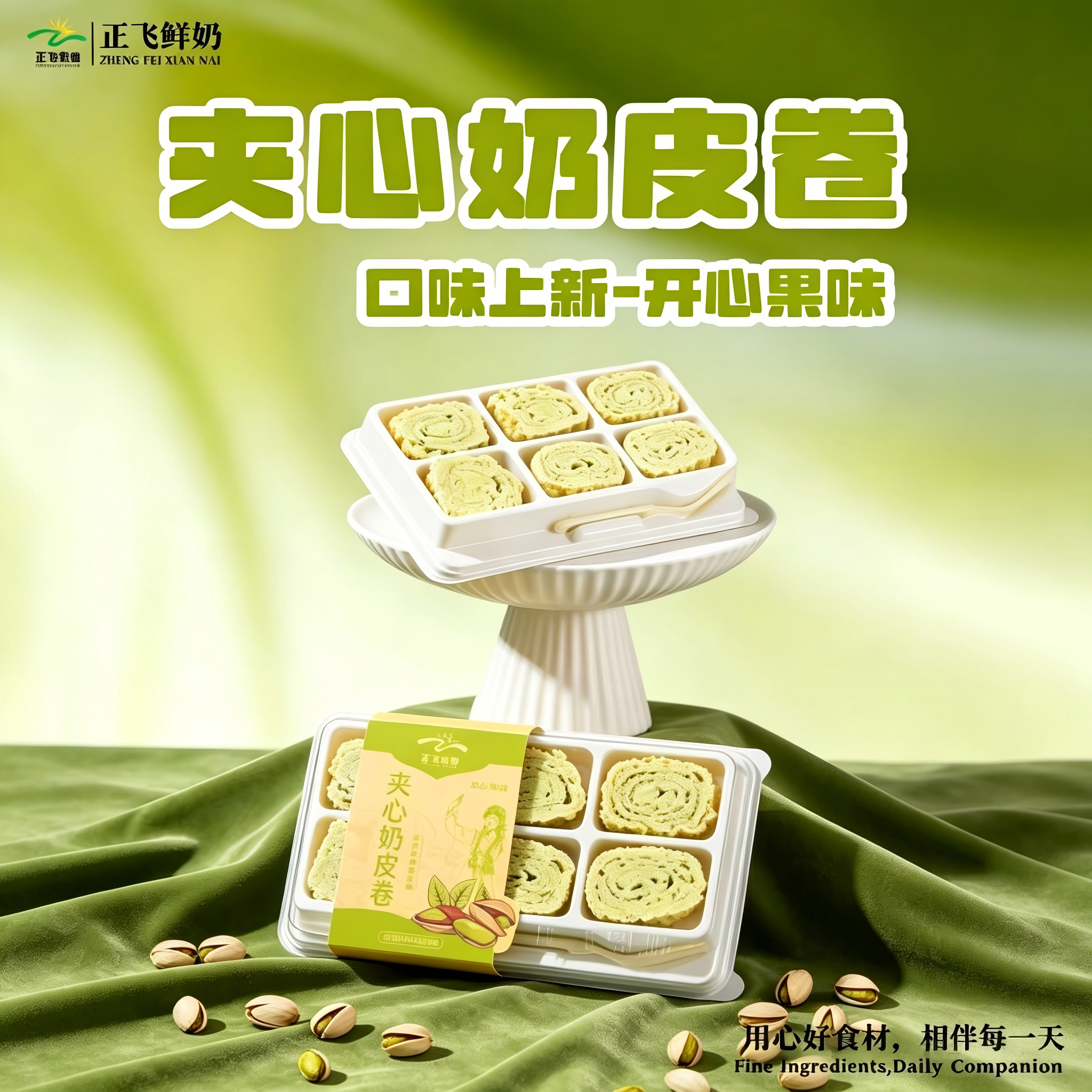 【新品开心果味】正飞鲜奶皮子奶皮卷新疆特产夹心奶酪夹心奶皮卷