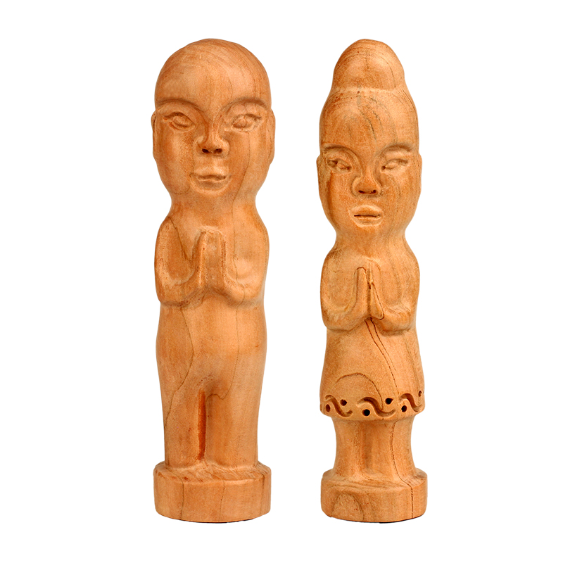 手工雕刻小人桃木人项链男女款原木无漆创意桃木人偶摆件大号diy