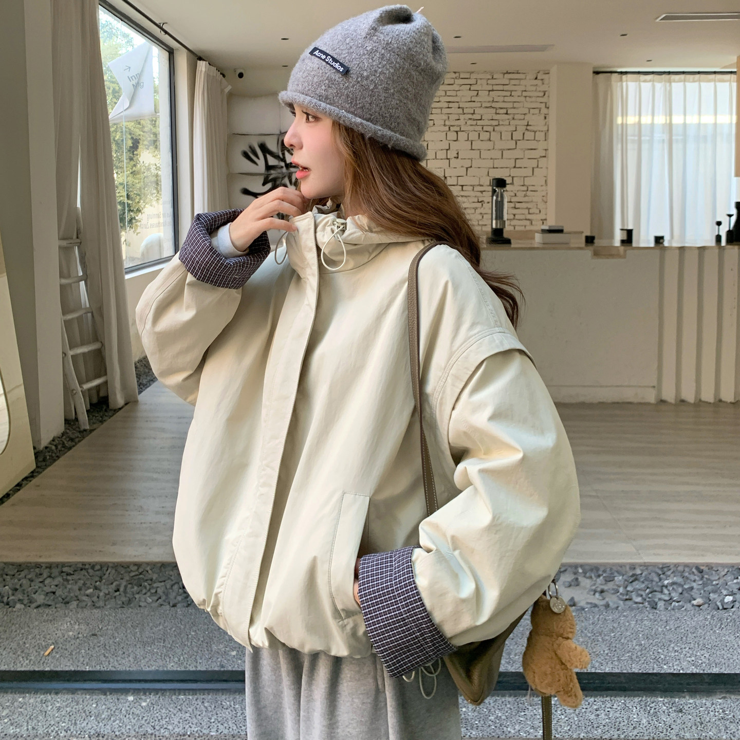 90白鸭绒羽绒服女短款连帽派克服轻薄保暖外套小个子洋气超好看冬
