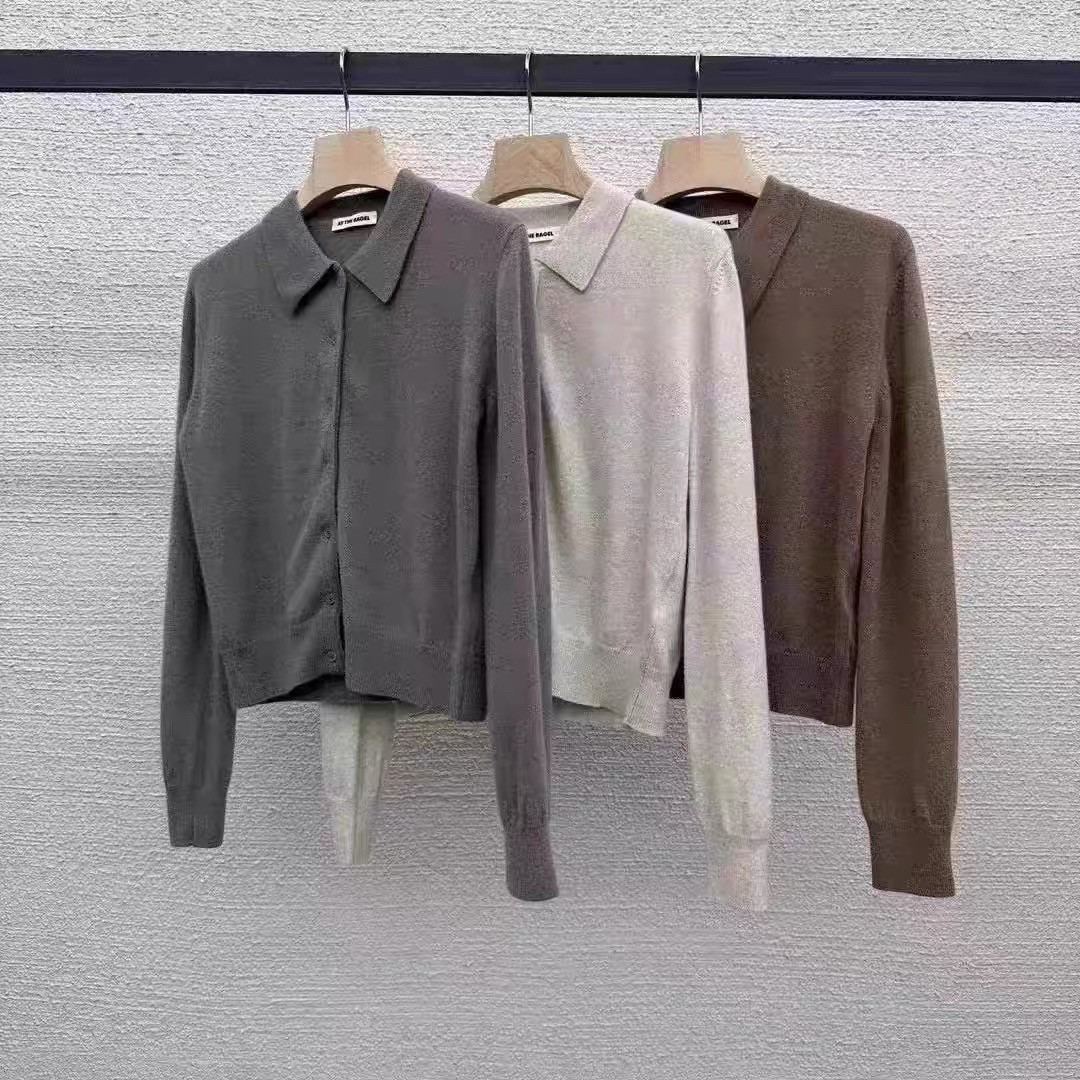 现货 at the bagel 韩国东大门代2024秋新款 纯色显瘦针织开衫