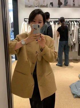 Feb.11韩国东大门2025秋冬新款宽松休闲百搭显瘦圆领羊毛外套女