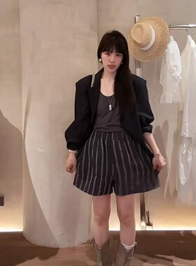 现atmosphere女2025韩国东大门夏季款向日葵同款亚麻休闲短裤