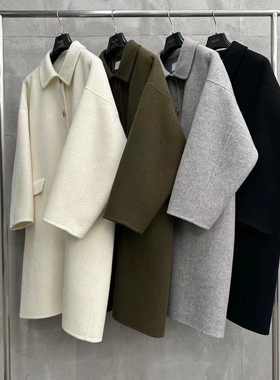 现货mute女2025韩国东大门代购新款高级感金属扣羊绒毛呢外套大衣