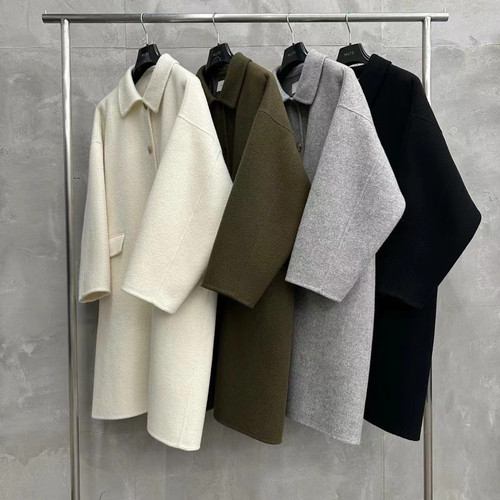 现货mute女2025韩国东大门代购新款高级感金属扣羊绒毛呢外套大衣