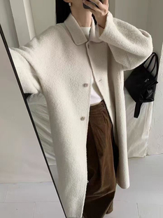 现货韩国东大门正品egg阿尔巴卡羊驼毛羊绒双面羊绒大衣女