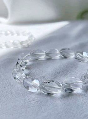 天然白水晶随形手链男女款