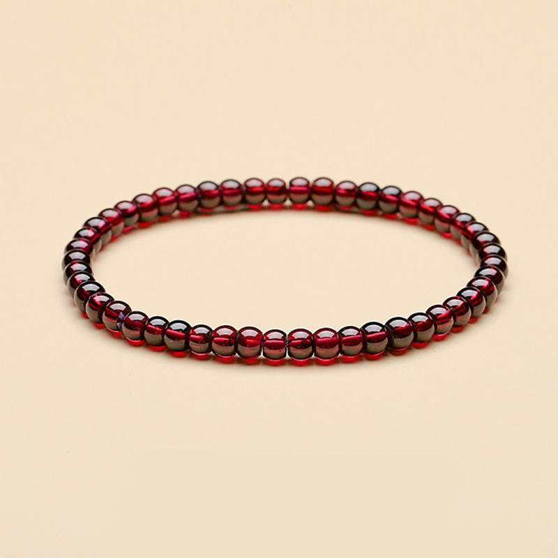 天然酒红石榴石直切手串女转运珠药片老型小珠子手链本命年礼物