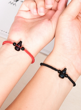 彩眼黑曜石葫芦手链手编随身手串