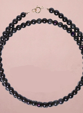 天然黑曜石项链女细颈链锁骨链