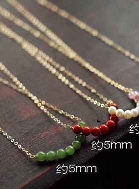 原创朱砂珍珠遮疤痕碧玺礼物项链