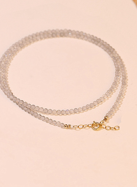 天然月光石14K项链圆珠女时尚