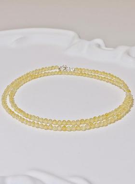 天然巴西黄水晶招财细款项链简约金橘水晶刻面尖晶石男女情侣挂链