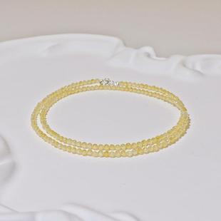 天然巴西黄水晶招财细款项链简约金橘水晶刻面尖晶石男女情侣挂链