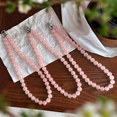 原创简约天然马粉水晶项链原色冰芙蓉石客定款 女锁骨链随手拍轻奢