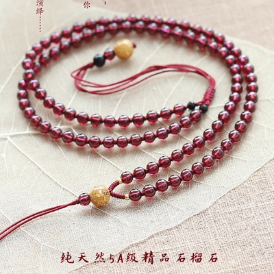原创石榴石绳子蜜蜡佛牌吊坠项链