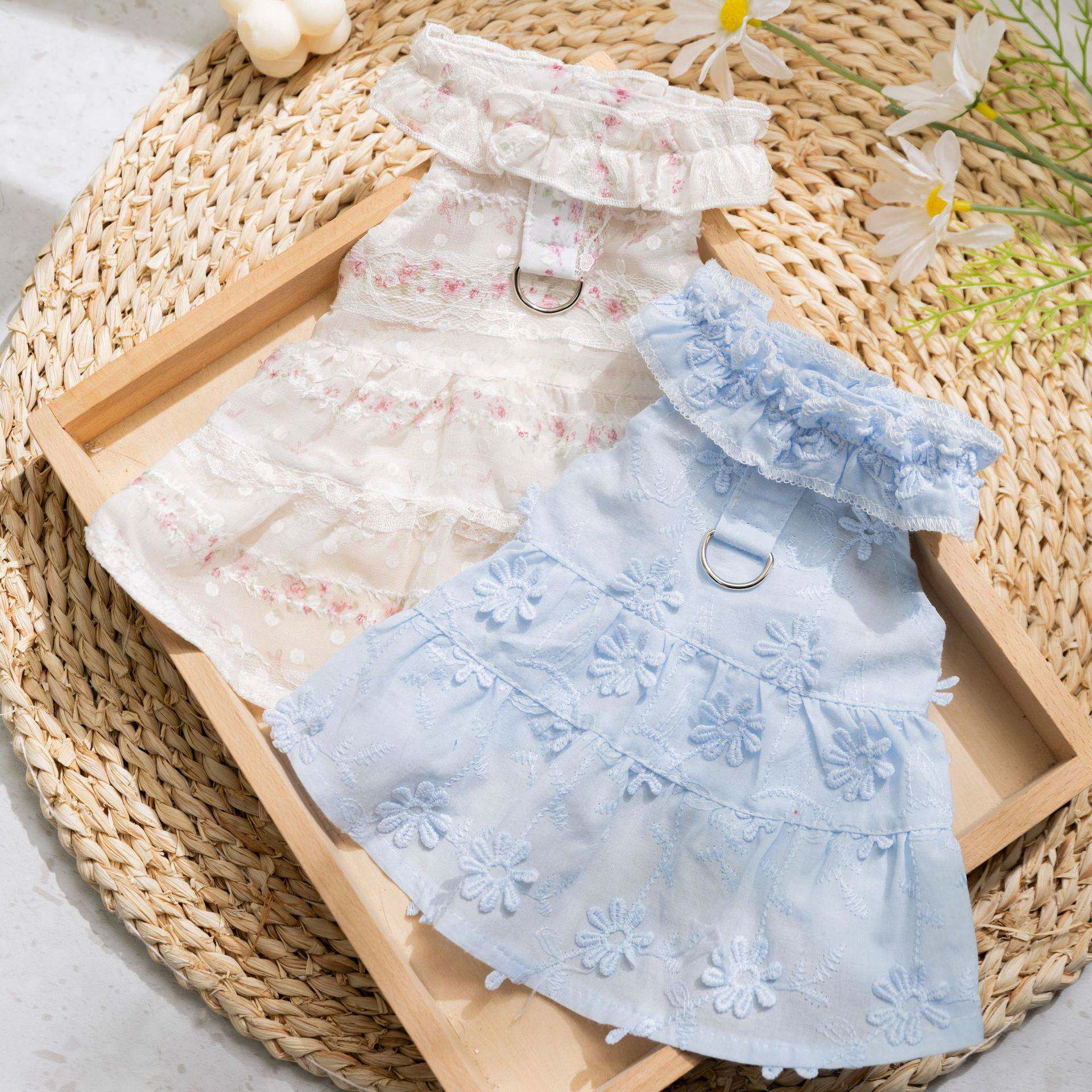 春夏季薄款仙女碎花连衣裙公主裙猫咪狗狗衣服两脚宠物衣服猫衣服