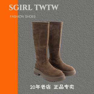 SGIRL 不过膝厚底增高长筒靴 TWTW复古高筒显瘦瘦瘦靴子女2025新款