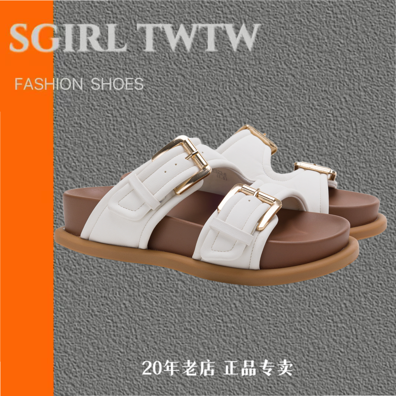 SGIRL TWTW厚底黑色拖鞋女外穿夏新款双杠显瘦百搭松糕沙滩鞋凉拖