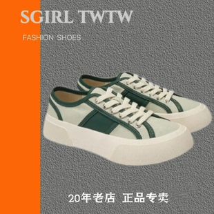 SGIRL TWTW帆布鞋女中跟软底透气百搭学生板鞋春秋单鞋特价小白鞋