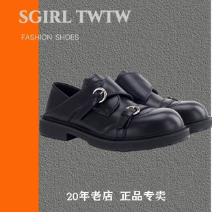 厚底布洛克德比大头乐福鞋 女复古英伦风单鞋 TWTW黑色小皮鞋 SGIRL