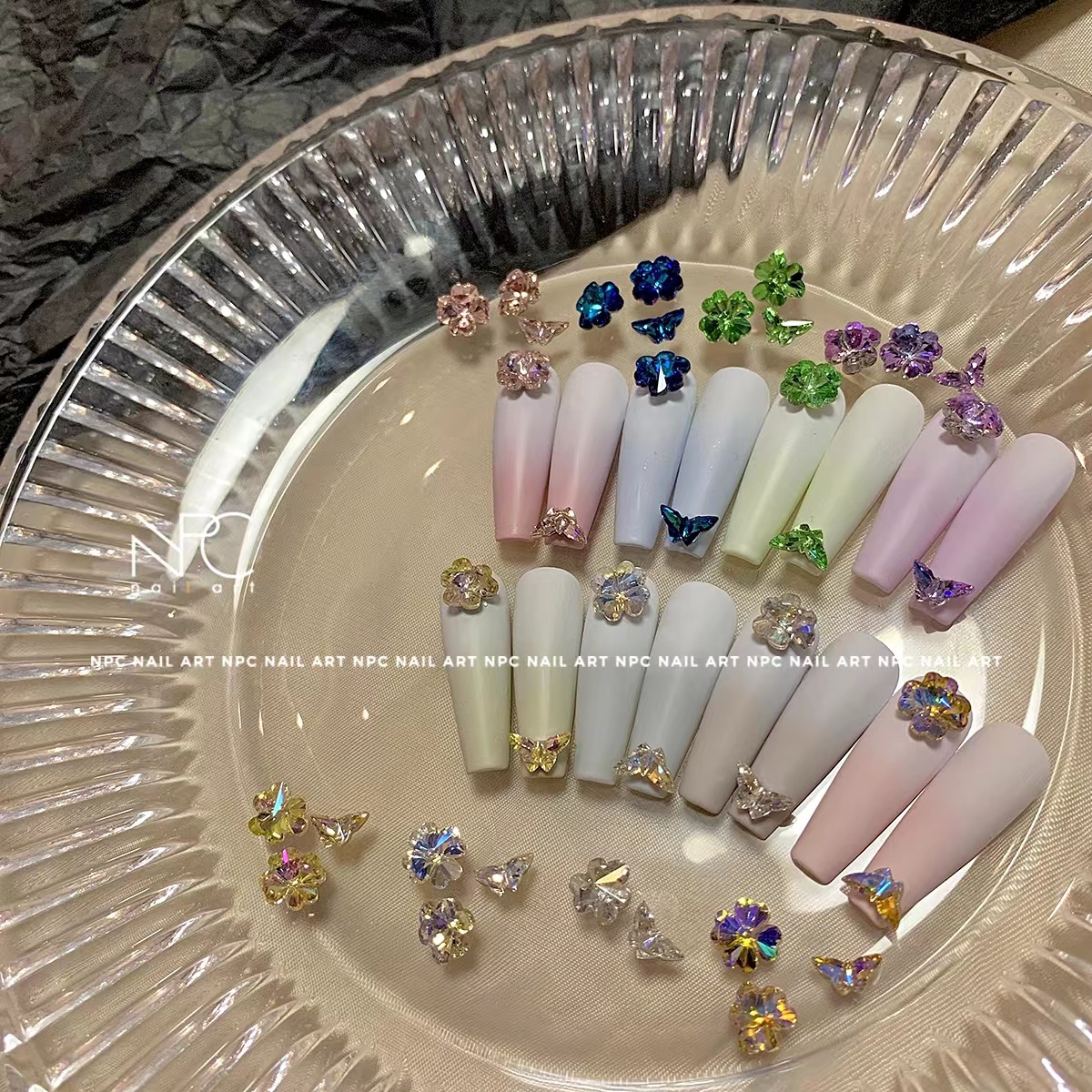 npc美甲精致骑士蝴蝶四叶草钻