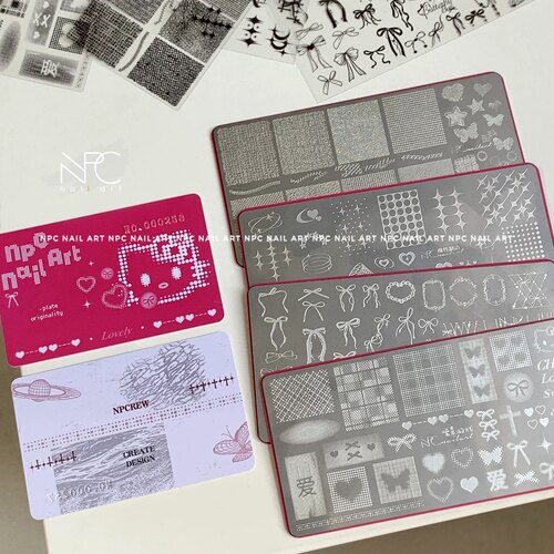 NPC设计*粉色限定*像素酸性礼物面料棉麻小香风钢板转印美甲工具