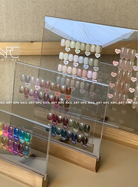 NPC*原木*胡桃实木美甲色板展示架作品饰品美甲店亚克力相框收纳