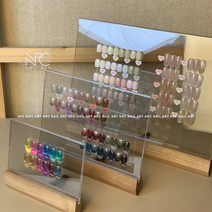 NPC*原木*胡桃实木美甲色板展示架作品饰品美甲店亚克力相框收纳