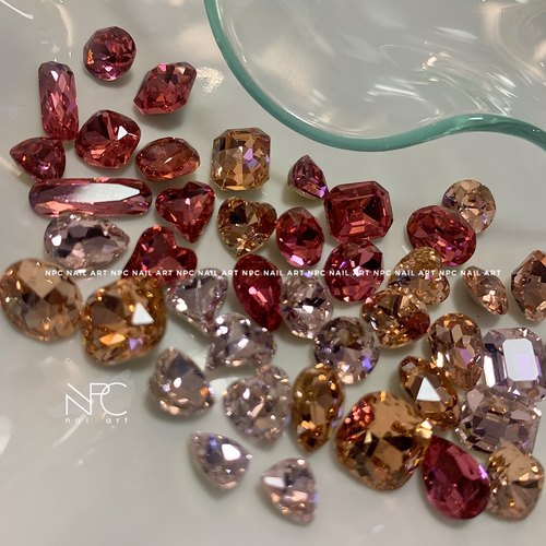 NPC美甲 盛夏水蜜桃 高定稀有色淡粉玫瑰肥方歪心超闪K9钻石饰品