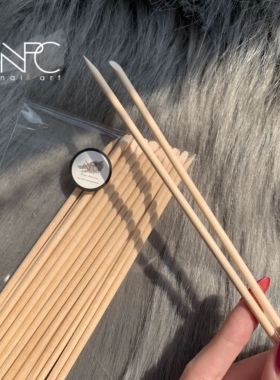 NPC加长原木双头桔木棒 榉木签去死皮清洁溢胶粘钻卸甲棍美甲工具