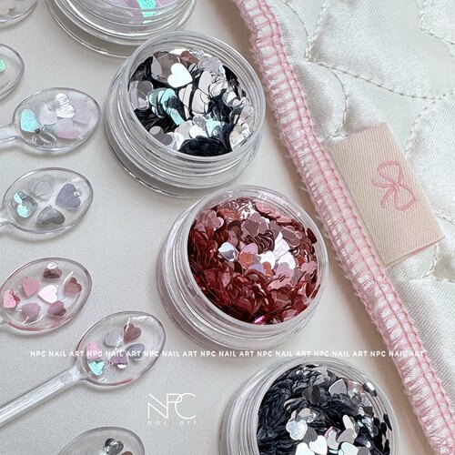 NPC*520*爱心美甲亮片穿戴甲装饰品DIY桃心氛围美甲款式贴片素材