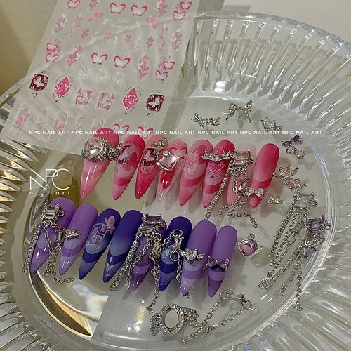 NPC美甲破碎蝴蝶Y2K贴纸钻石饰品
