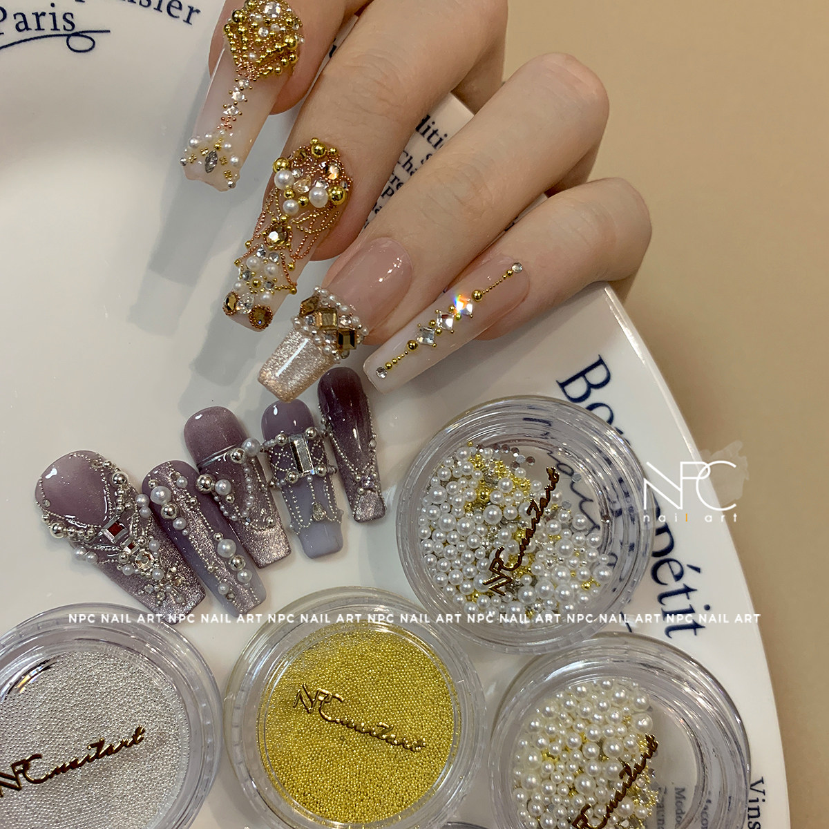 NPC美甲迷你钢珠珍珠百搭素材罐