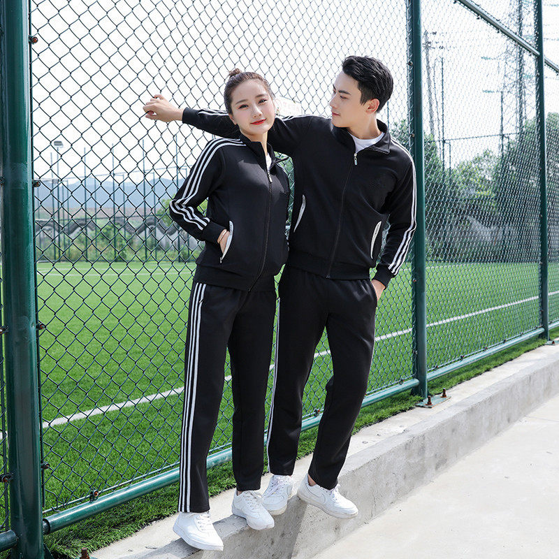 运动风情侣套装男女拉链外套运动服青少年学生班服加工定制LOGO