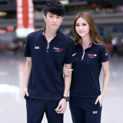 夏季新款男士运动套装短袖长裤青年运动服套装休闲装棉套舒服透气