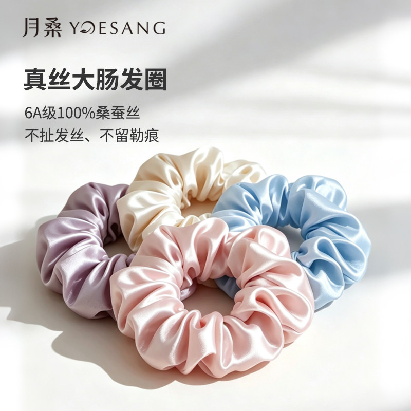 月桑6A级桑蚕丝真丝大肠发圈图片