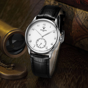 上海钻石牌男自动机械表皮带时尚简约12302官方正品防水商务腕表