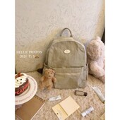 原创自制轻便多口袋尼龙双肩包奶油色学生休闲通勤背包百搭小书包