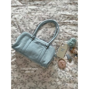 原创新品 夏水洗牛仔包休闲百搭浅蓝色单肩包大容量慵懒腋下帆布包