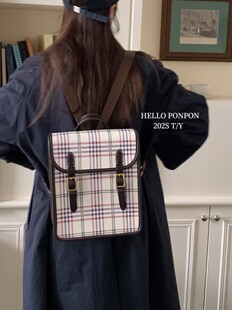 新品 自制剑桥学院风双肩包百搭JK格纹背包通勤学生ipad大容量包包