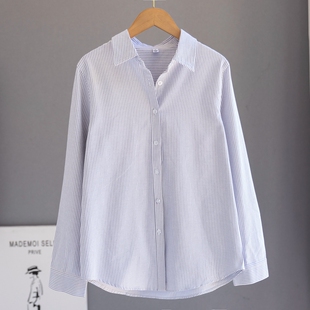 面试正装 女通勤职业衬衣打底衫 OL风灰色条纹衬衫 出口外贸高端女装