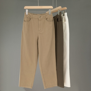 哈伦裤 加厚磨毛纯棉牛仔裤 高级感大码 弹力老爹裤 女高腰显瘦直筒裤