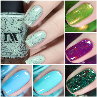 俄罗斯Masura指甲油 混色甲油亮片偏光显白夏季亮色
