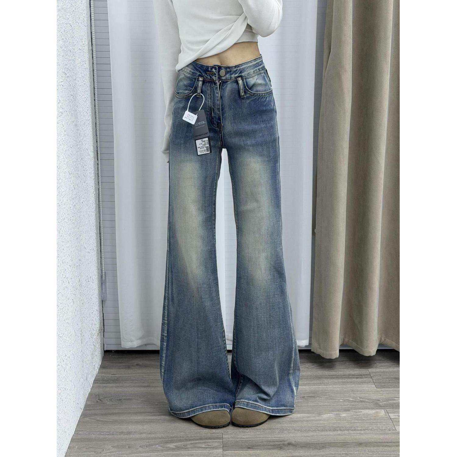 美式复古蓝微喇牛仔裤女春秋低腰新款辣妹宽松显瘦不贴喇叭拖地裤,女装/女士精品,牛仔裤,淘宝优惠券,粉丝福利购,淘宝优惠卷